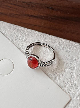 饰品复古石钱币蛋面宝石天然石戒