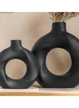 现代简约创意陶瓷白色花瓶家居客厅电视柜装饰摆件花器办公桌摆设