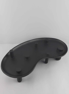 热销现代简约实木高脚不规则黑色装饰托盘件客厅卧室酒店玄关家居