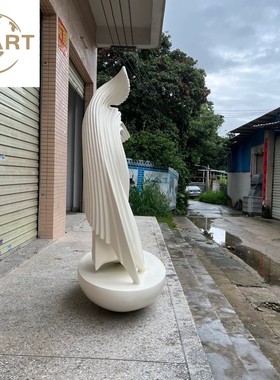 热销褶皱大堂玻璃钢雕塑抽象现代售楼处过道装饰大型艺术品落地大