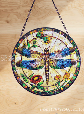 彩绘玻璃挂饰，20cm新款复古热销玻璃线浮雕立挂件艺术装饰