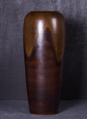 新中式酒店大堂会所售楼部落地大号庭院干支组合陶罐插花瓶摆设件