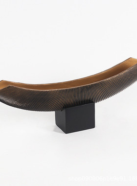 热销样板房简约条纹船型树脂摆件新中式售楼处客厅玄关别墅工艺装