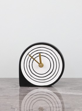 现代简约样板房时钟摆件树脂售楼部卧室书房客厅桌面玄关软装饰品