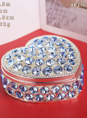 镶钻珐琅彩首饰盒创意小礼品珠宝盒桌面心形摆件家居饰品收纳盒