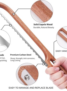 木制面包锯面包吐司锯齿简易面包法棍用具木制切割面包切割锯