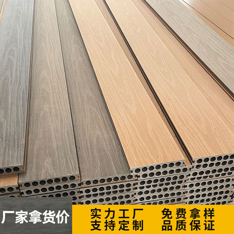 木塑木地板免维护圆孔二代共挤木塑地板户外露台防滑耐磨定制纹板 - 图1