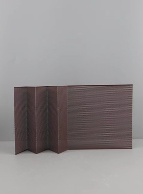 北欧书房红色多孔屏风样板房售楼部卧室客厅金属桌面玄关饰品摆件