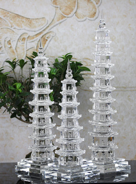 水晶层7层文昌塔9工艺品摆件花边文雷峰塔11层透明办公室书房桌面