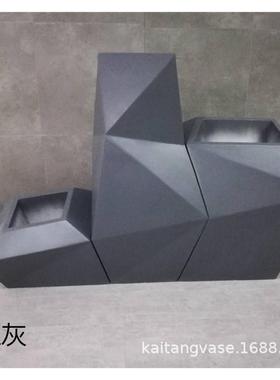 摆件不规则玻璃钢切面花瓶商场酒店落地组合装饰盆绿植插花艺北欧