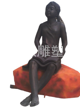 厂家供应制作玻璃钢书馆铜雕塑小女孩仿公园绿地摆件景观小品雕塑