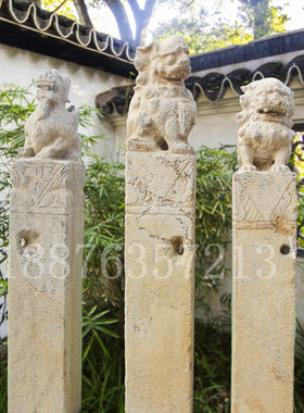 柱做旧石雕拴马桩大理石仿古麒麟貔貅拴马青石雕刻动物拴马桩