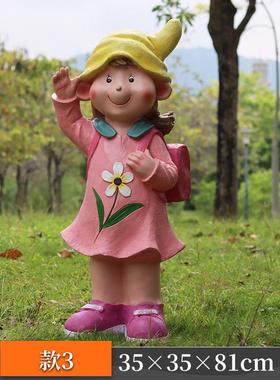 户外卡通人物摆件幼儿园景区学校装饰提灯小孩读书娃娃玻璃钢雕塑