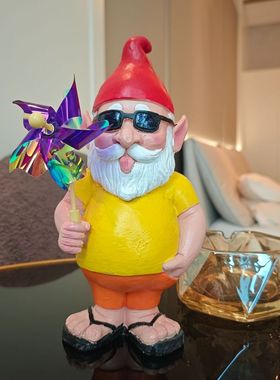 花园侏儒小风车矮人桌面树脂工艺品雕像装饰户外工艺品摆件