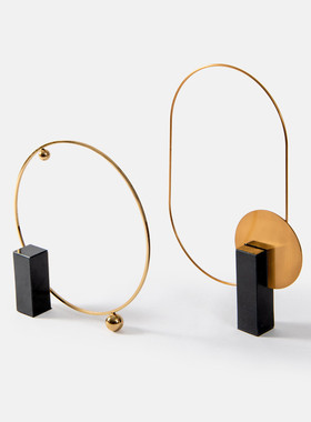 热销新中式金属售楼部铁艺摆件客厅样板间几何茶几玄关酒店家居装