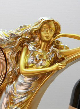 欧式创意家居 美女时钟红酒架摆件酒柜装饰品 树脂工艺摆件