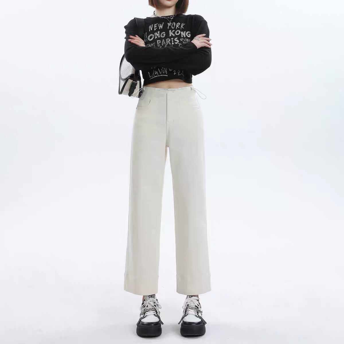 2025新款孕妇秋时尚侧边抽绳孕妇九分裤百搭孕妇直筒阔腿裤,淘宝优惠券,粉丝福利购,淘宝优惠卷