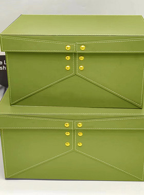 热销大中收纳整理箱皮质小号储物箱衣柜衣帽间样板间装饰收纳盒摆