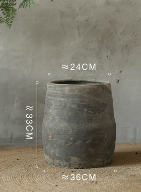 花瓶批发纯手工圆柱土陶罐摆件落地大花盆陶瓷复古民宿造景田园