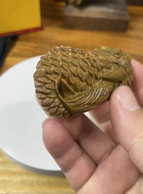 阿根廷绿檀木木雕摆件手把件龙鱼7.8厘米随身文玩盘玩工艺小摆件