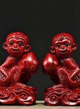 黑檀木雕十二生肖猴工艺品雕刻动物摆件家居客厅装饰红木实木