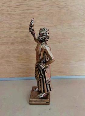 客厅神话装饰雕塑像人物欧式工艺品古希腊酒柜铜色宙斯装饰摆件