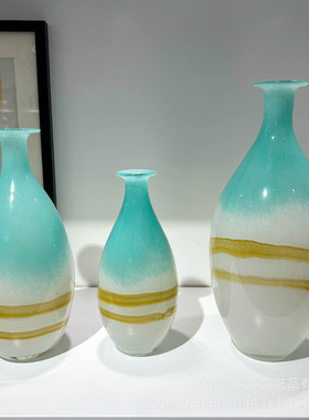 热销新款简约风高级感艺术拼色花瓶客厅玄关餐桌插花细口装饰桌面