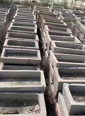 老旧民间养鱼石头花盆种花庭院小石槽流水组合石槽鱼缸猪槽牛槽