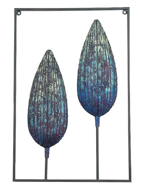 挂件壁挂复古工业风铁艺方框树叶做旧装饰品酒吧餐厅壁饰背景墙面