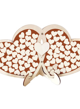 厂家直供木质婚礼用品双心签到台桌上爱心饰木制工艺品摆签到薄