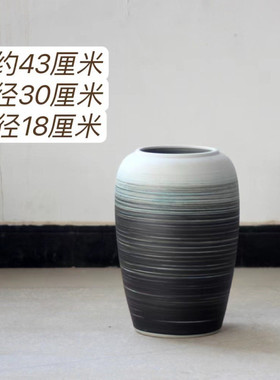 景德镇陶瓷干花三件套花瓶客厅插花田园落地摆件酒店民宿庭院陶罐