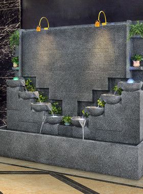 热销简约现代流水墙喷泉叠水幕墙室内瀑布装饰景观干燥加湿器落地