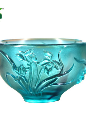 琉璃四君子碗梅兰竹菊杯装饰摆件高档礼品居家客厅摆放送礼收藏