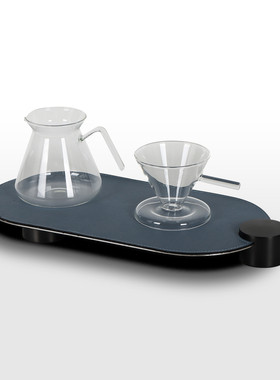 热销现代简约软装皮质托盘长方形摆件样板房售楼处轻奢饰品杯子套