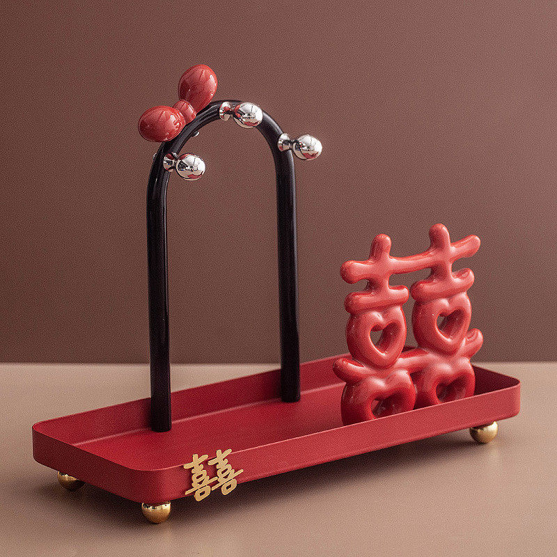 红色喜庆客厅摆件入户玄关收纳桌面装饰品门口鞋柜电视柜置物架,淘宝优惠券,粉丝福利购,淘宝优惠卷
