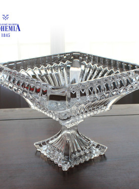 热销捷克原装bohemia1845无铅水晶玻璃prague布拉格脚果盘斗果