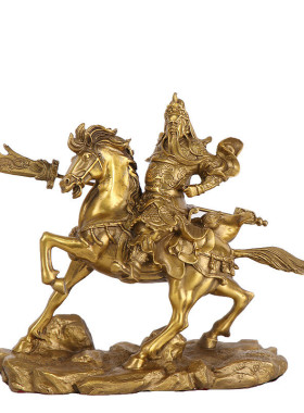 杨铜记铜器批发 摆件工艺品用品骑马关公 铜骑马关公