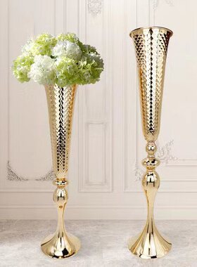 铁艺美人鱼落地花器家居装饰烛台摆件婚庆生日酒店喇叭工艺品摆件