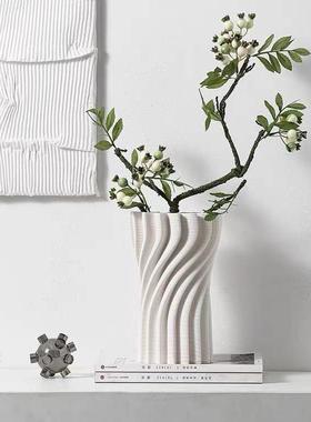 热销3d打印现代简约陶瓷干花花瓶立体轻奢装饰工艺品客厅样板房饰
