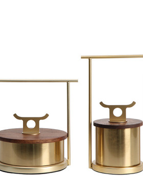 摆设金属提盒家居摆件样板房间客厅玄关软装饰品轻奢售楼处新中式