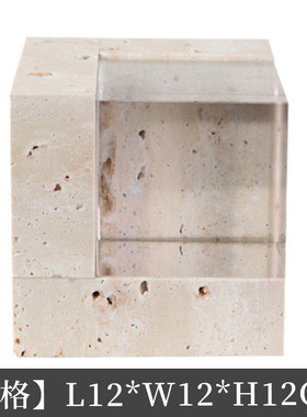 现代侘寂风方形水晶树脂仿洞时尚家居摆件石样板间售楼处饰品摆设