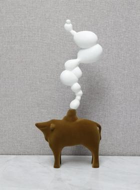 现代简约白色火山喷发创意摆件客厅样板房玄关家居软装批发饰品