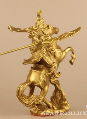 纯铜神像骑马武财神爷关公摆件关羽大刀关二爷客厅办公室开业礼品