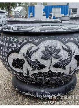 热销花盆出售直径一米青石石缸可定各种款式青石石缸鱼缸现货直发