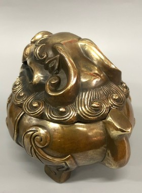 厂家批发黄铜香炉摆件精工仿古动物貔貅熏香炉香炉瑞兽狻猊香炉