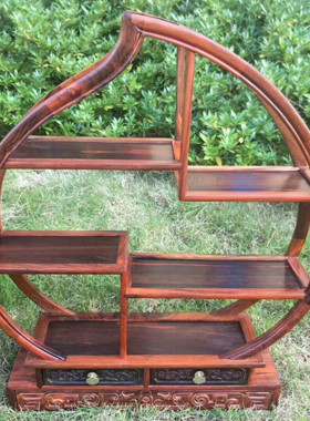 博古架大红酸枝微型形多宝架桃家居送礼工艺品摆件