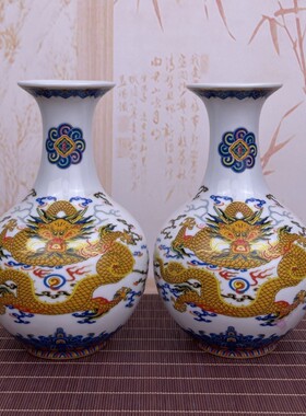 景德镇陶瓷三件套花瓶客厅家居酒柜装饰品摆件花瓶夜光博古架摆设