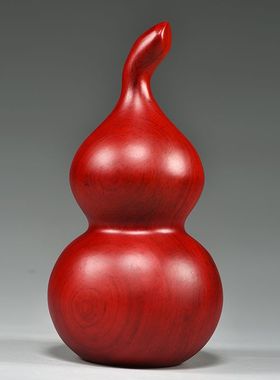 适用红色木质雕刻葫芦摆件木葫芦家居客厅装饰店铺工艺品新居乔迁