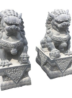青石石狮子一对狮子家用庭院别墅公司大门口石材雕刻石雕狮子厂家