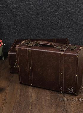 0fe9婚纱影楼摄影道具外景木箱橱窗摆件复古手提箱子老式拍照